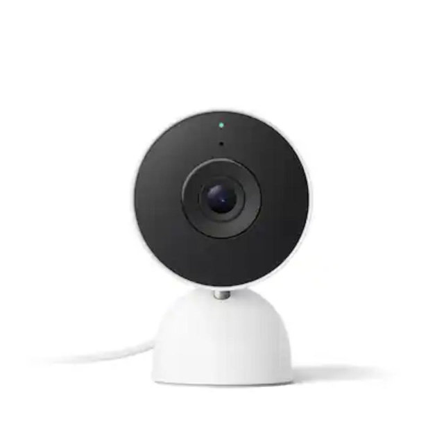 Google - Nest Cam Indoor (wired, 3rd gen) - Latest Model - 2K Video and Gemini - Snow