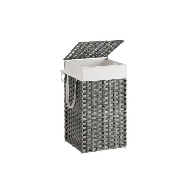 SONGMICS 65L Laundry Hamper with Lid Folding Laundry Basket Clothes Hamper with Removable Liner for Laundry Room Gray