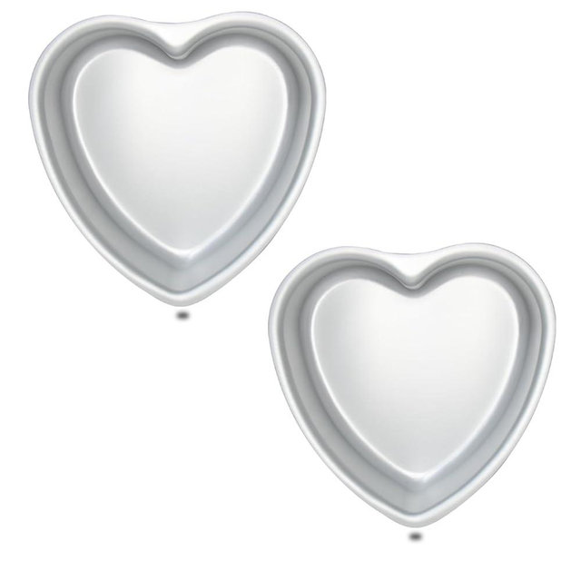 kefyixc Set of 2 Heart-shaped cake pan, heart-shaped cake tin, aluminum, 8-inch heart-shaped, for weddings, parties, family and other occasions cake (8 x 2 Inch,Set of 2)