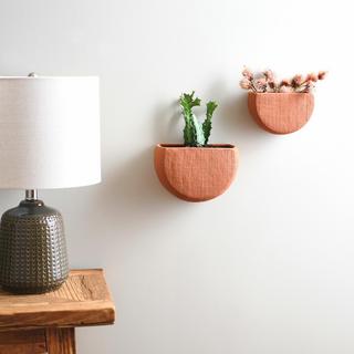 Modern Boho Stoneware Wall Mount 2-Piece Planter Set