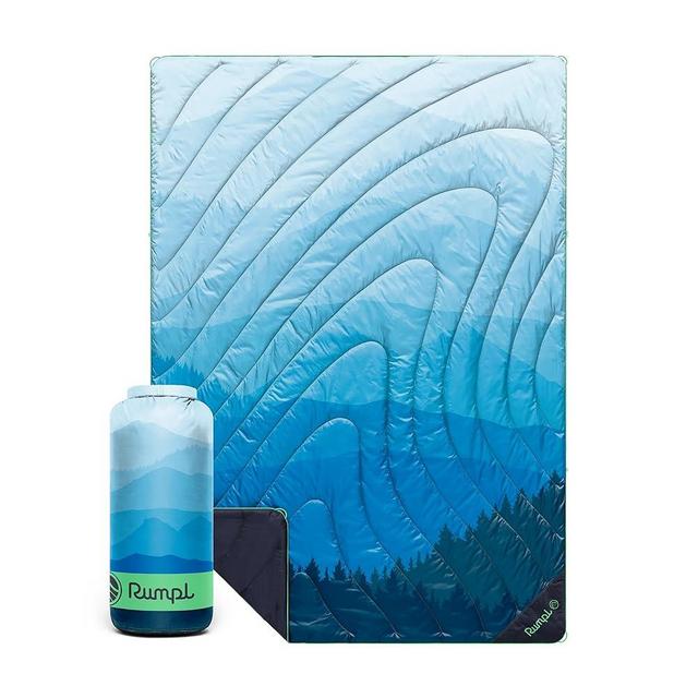 Rumpl Original Puffy Blanket - Warm, Water-Resistant Camping Blanket with 100% Recycled Synthetic Insulation, 52"x75", Original Puffy V2, Blue Ridge Fade
