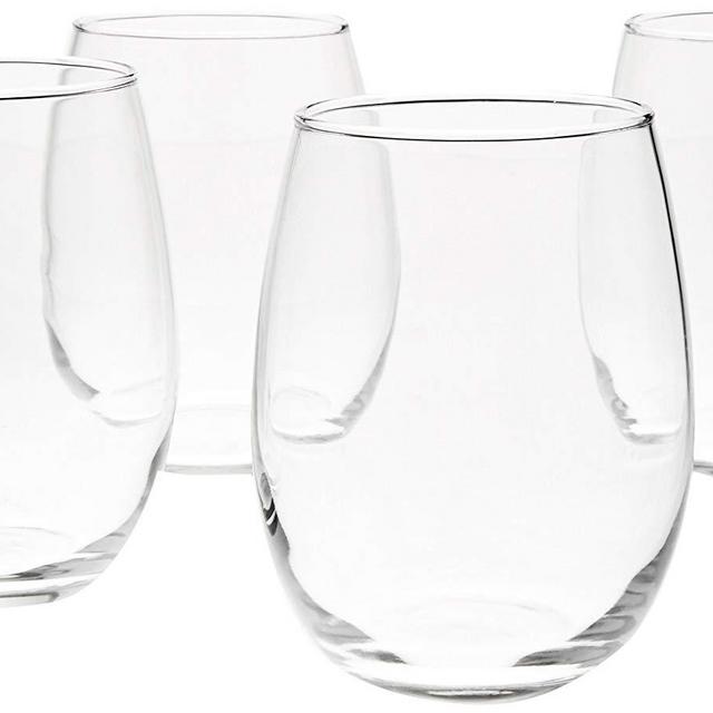 AmazonBasics Stemless Wine Glasses, 15-Ounce - Set of 4