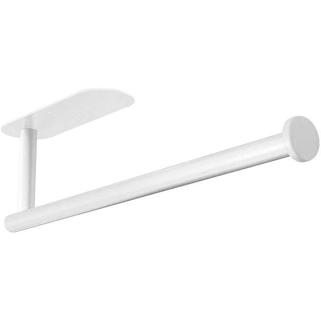 Gewtur White Paper Towel Holder - Self Adhesive or Drilling, Under Cabinet Paper Towel Holder for Kitchen, Adhesive Paper Towel Roll Rack for Bathroom Towel, SUS304 Stainless Steel