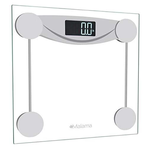 Malama Digital Body Weight Bathroom Scale, Weighing Scale with Step-On Technology, LCD Backlit Display, 400 lbs Accurate Weight Measurements, Silver