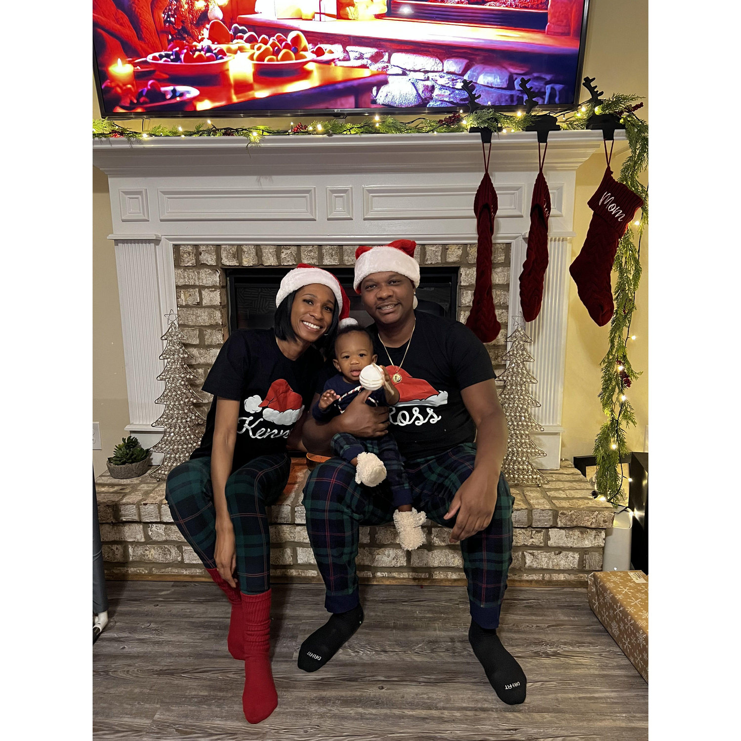 This past Christmas..We had "Mom" and "Dad" custom stocking made!