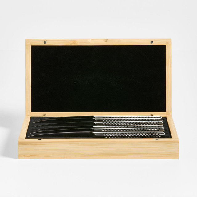 Global ® Steak Knives, Set of 6 with Bamboo Box