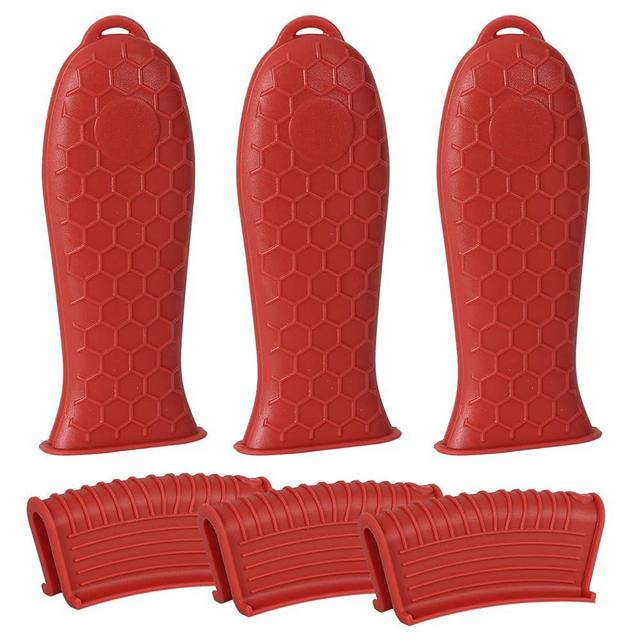 Joyhalo Joyhalo Cast Iron Skillet Handle Cover, 6 Pack Pot Handle Covers Heat Resistant, Cast Iron Pan Handle Covers, Silicone Pot Handle Sleeve Covers, Silicone Handle for Cast Iron Skillet, Wine