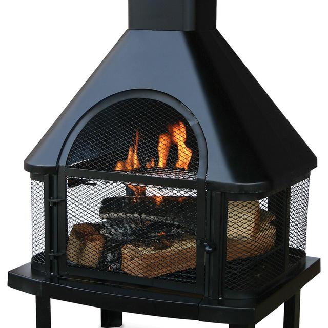 Uniflame Firehouse with Chimney, Black