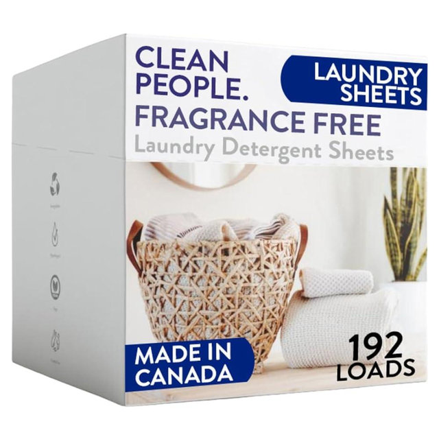 The Clean People Fragrance Free Laundry Detergent Sheets - Laundry Soap - Ultra Concentrated, Recyclable Packaging, Stain Fighting - Fragrance Free, 192 Pack