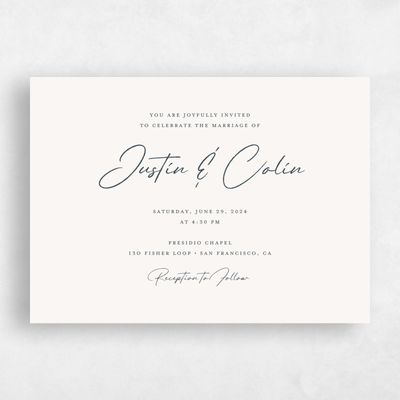 Seashell, Beige Wedding Invitation - Burke Landscape