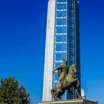 Scanderbeg monument and Mother Teresa main street, Prishtina