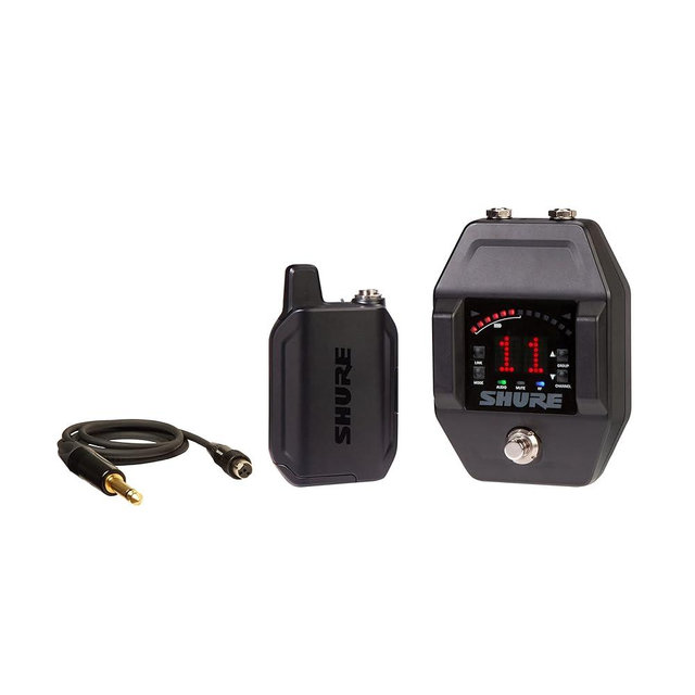 Shure GLXD16+ Dual Band Pro Digital Wireless System with Pedal Receiver for Guitar & Bass - 12-Hour Battery Life, 100 ft Range | Includes WA305 Premium Cable with 1/4" Jack (GLXD16+-Z3)