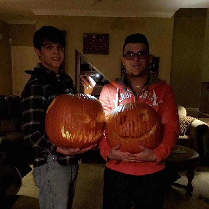 Conor and Michael showing their creations