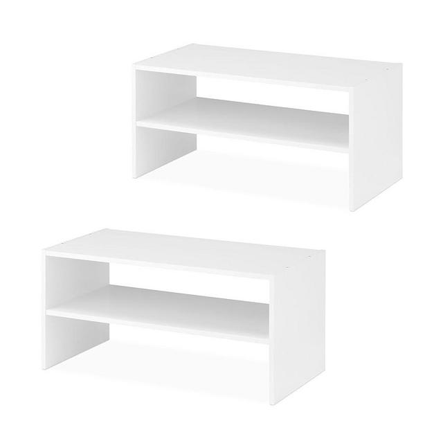 Whitmor Stackable 31" Extra Wide 2-Shelf Storage Organizer, White，2 Pack