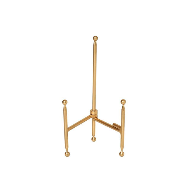 Gold Colored Steel Tabletop Easel by Studio Décor - Decorative Stand for Pictures, Frames, Books, Cards, Plates - 1 Pack