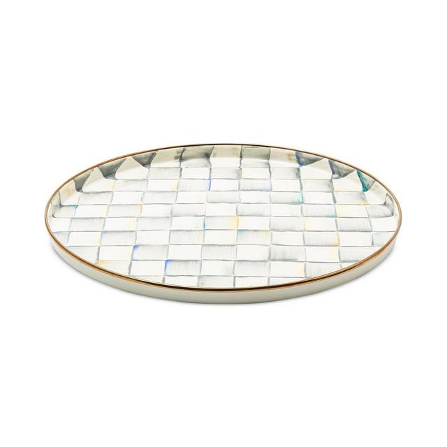 Mackenzie-Childs Sterling Check Enameled Steel Round Tray