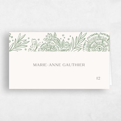 Green Boho Wedding Place Card - Keita