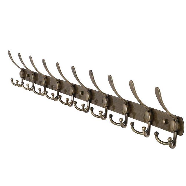 Dseap Coat Rack Wall Mount - 38” Long 10-Tri-Hooks Heavy Duty Coat Hanger Rail Wall Hooks for Hanging Coats Hats Clothing Clothes Purse Mudroom Entryway, Bronze