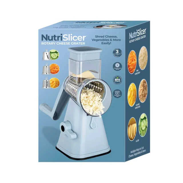 NutriSlicer Light Blue Vegetable Slicer Cheese Grater Potato Slicer Salad Chopper with Suction Base