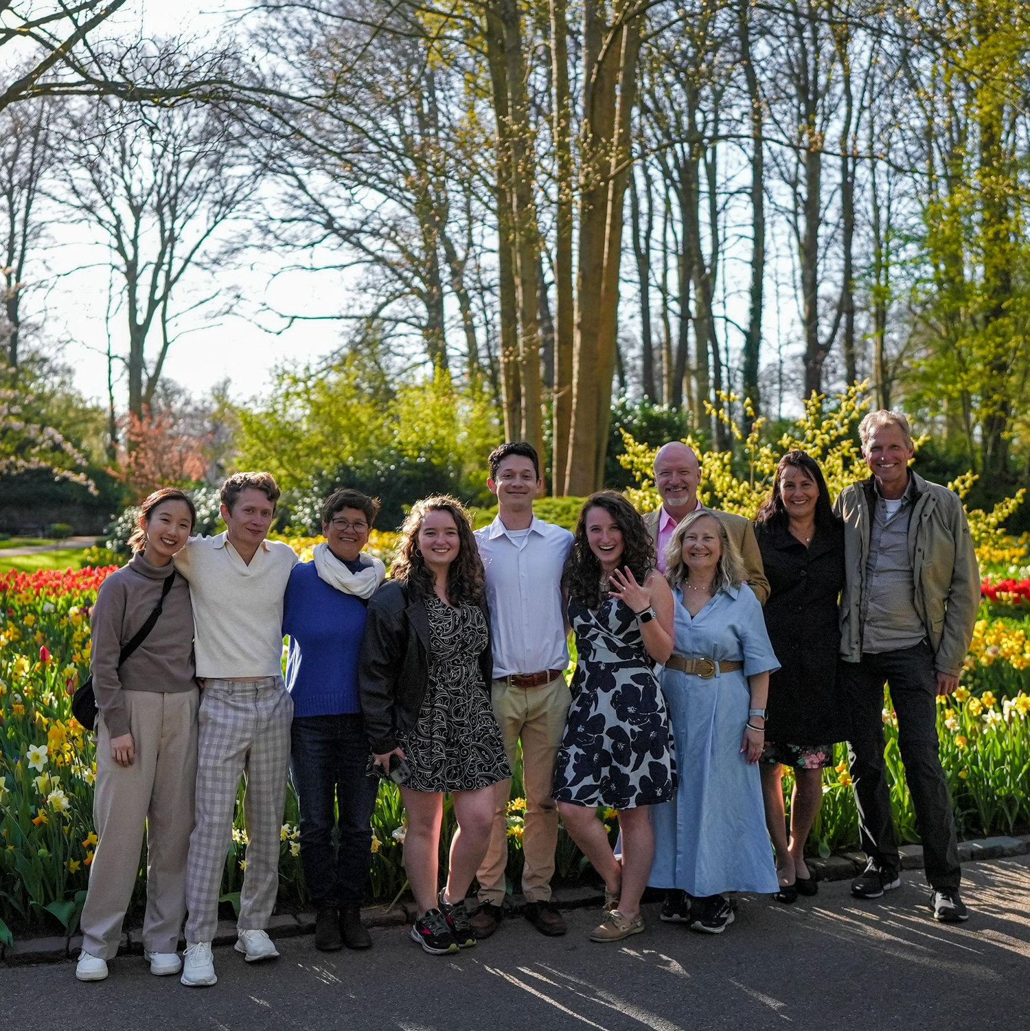 Family photo after we got engaged in Keukenhof, Lisse, Netherlands