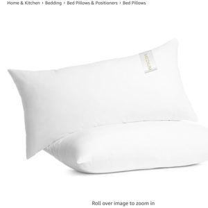 Digital Decor 100% Cotton Queen Size Hotel Pillows, U.S. Made Hypoallergenic Pillows with Down Alternative Fiber Fill, Set of 2, Three Comfort Levels, (Soft, Medium, Firm) Medium