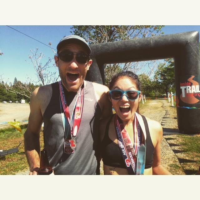 at the end of a 35k we did in Auburn after a terrible nights sleep in the car!