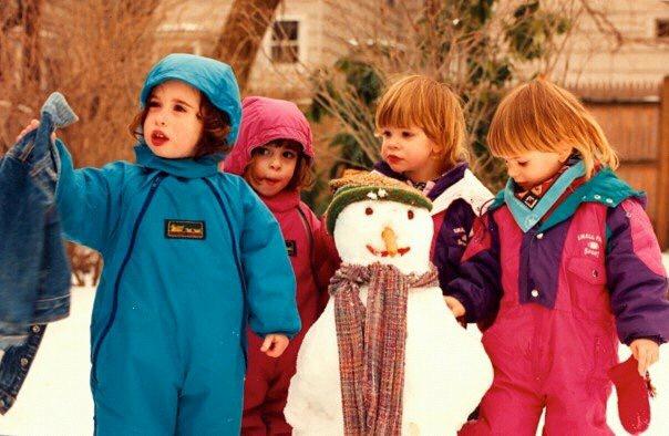 Sarah and Elizabeth with Helene and Anne Christine - growing up in Cambridge MA