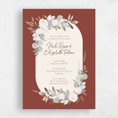 Orange Floral Wedding Invitation - Adeleida Classic