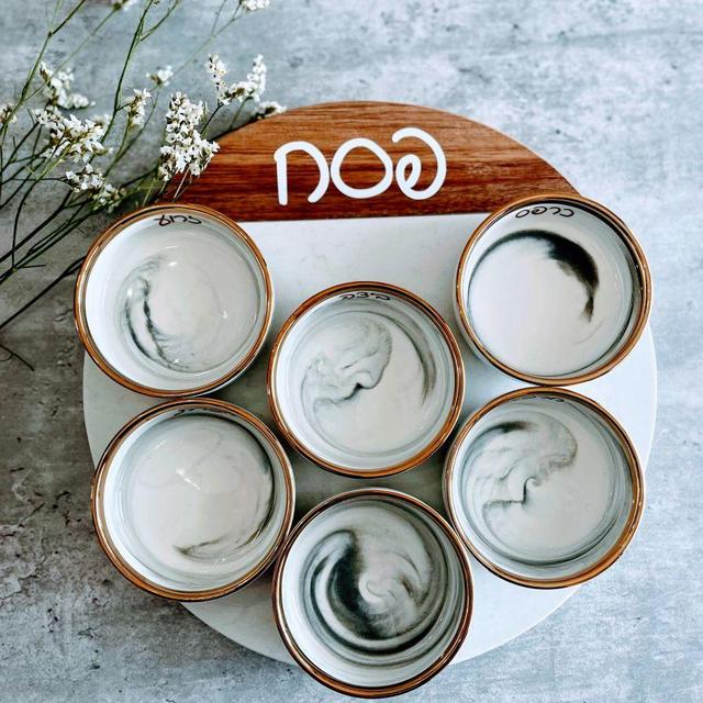 Marble & Gold Seder Plate