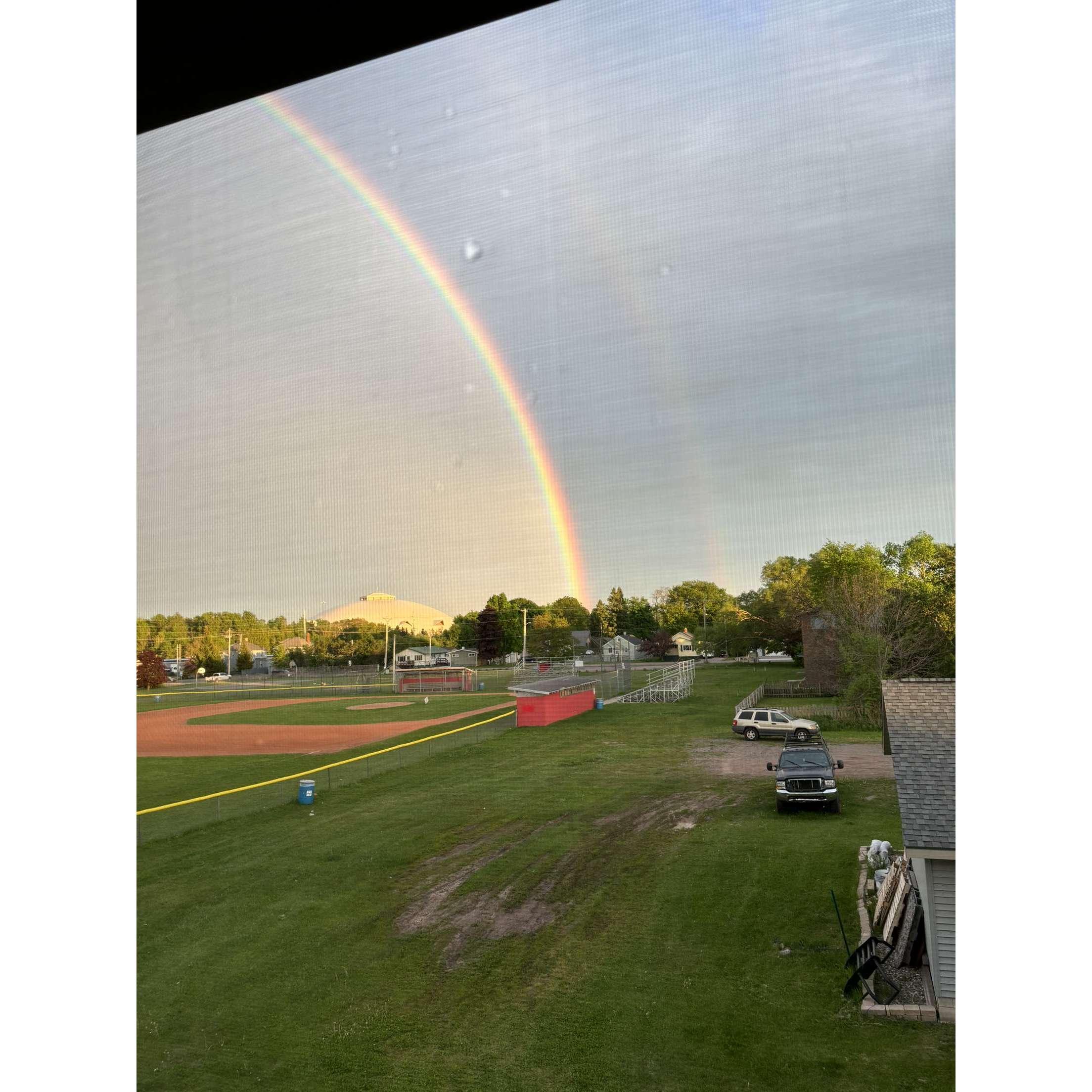 Our wedding double rainbow again from our apartment