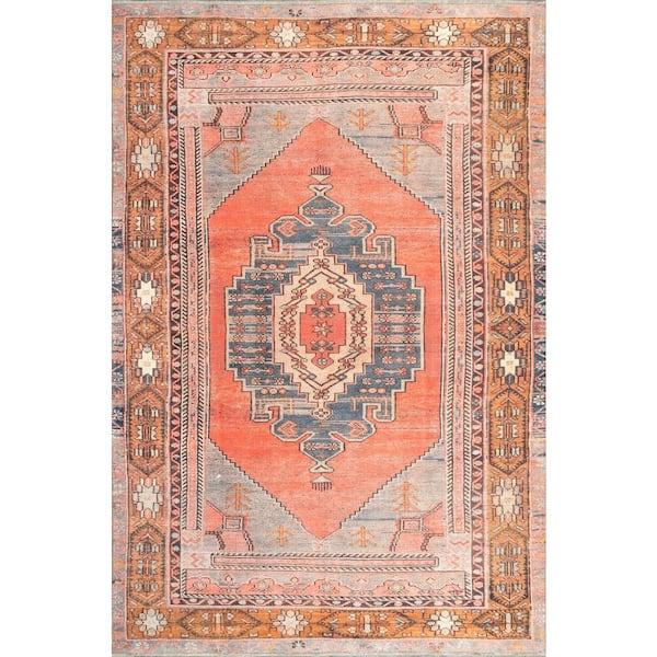 Kamila Printed Tribal Medallion Flatweave Orange 9 ft. x 12 ft. Area Rug