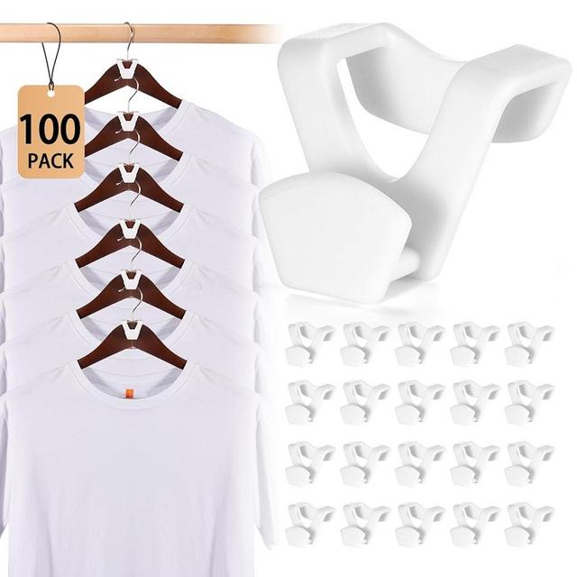 HOUSE DAY Space Saving Hanger Hooks 100 Pack, White Clothes Hanger Connector Hooks, Heavy Duty Hanger Hooks Space Saver, Durable Hanger Connector Hooks, Premium Cascading Hanger Hooks for Closet