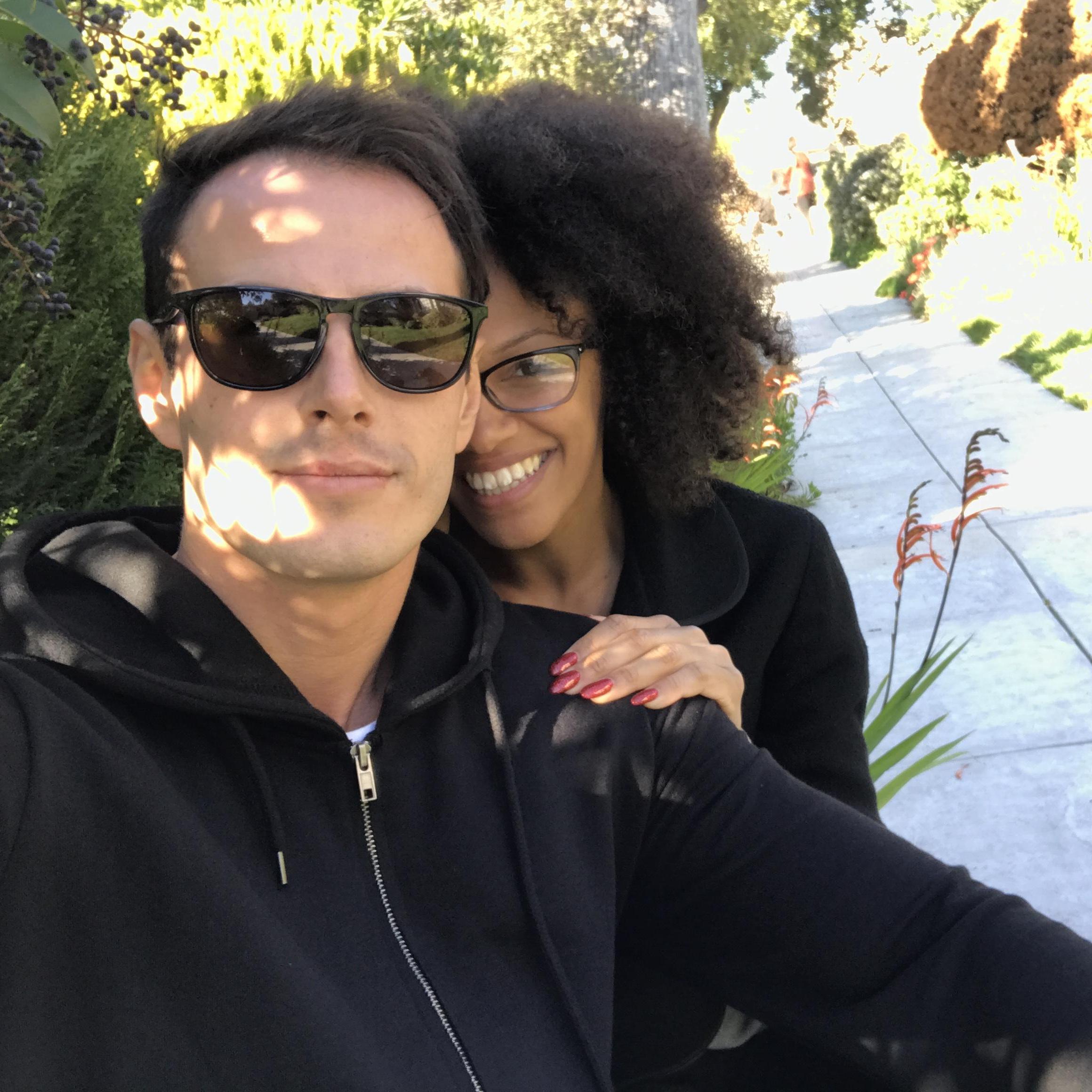 Enjoying an afternoon stroll through Solvang, CA as a newly affianced couple.