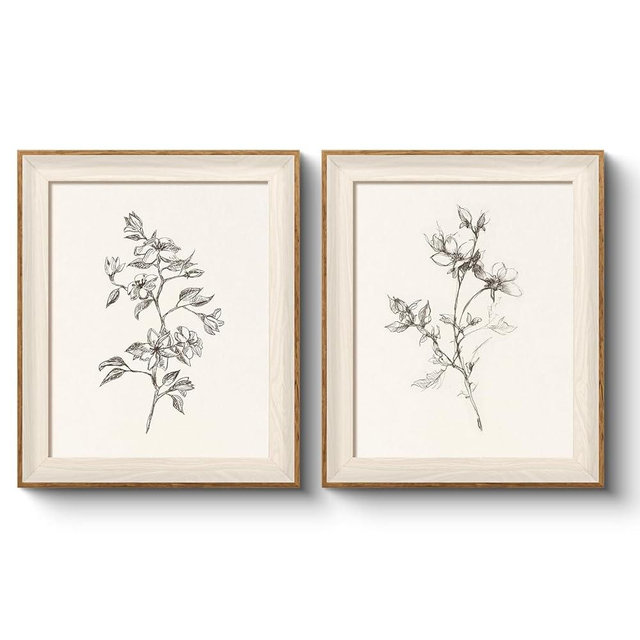VIYYIEA Vintage Botanical 2 Piece Set Framed Wall Art, Antique Wildflower Diptych Art Canvas Prints, Modern Farmhouse Home Decor for Living Room Bedroom Office Entryway, 10x12 Inch