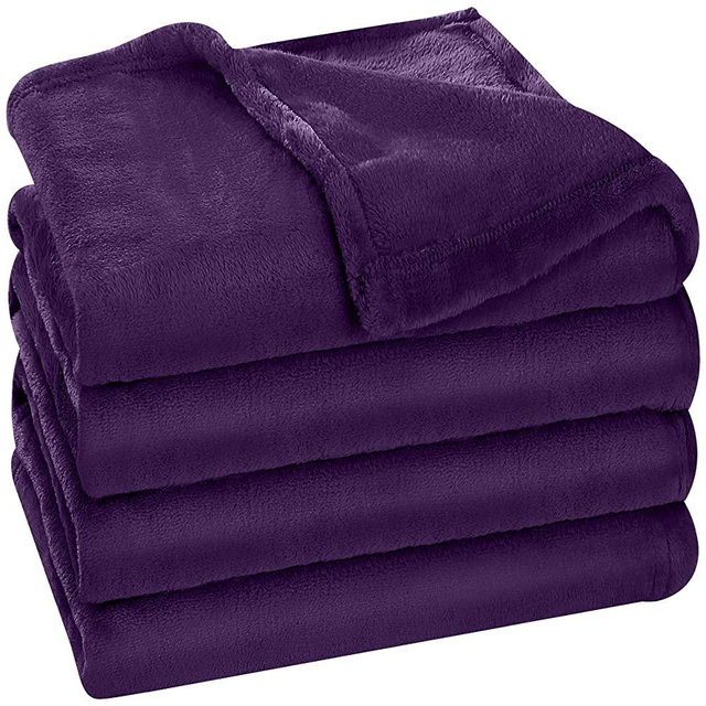 Utopia Bedding Fleece Blanket King Size Purple 300GSM Luxury Bed Blanket Anti-Static Fuzzy Soft Blanket Microfiber