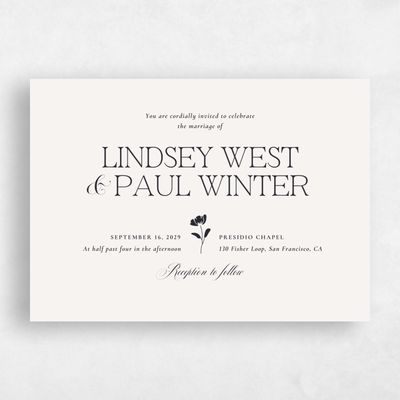 Light Oatmeal, Beige Wedding Invitation - Kendall Landscape