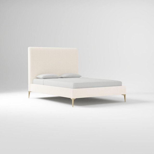 Andes Bed Frame W/ Headboard Tall No Tufting, Performance Basket Slub Alabaster, CB, King