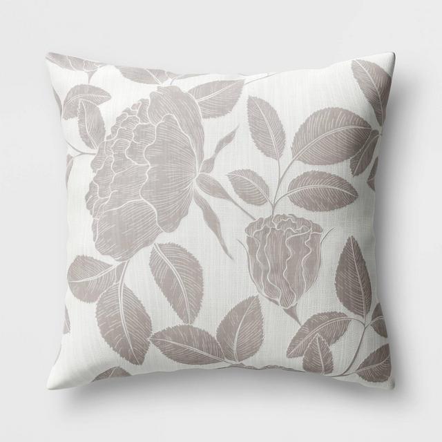 18"x18" Floral Square Throw Pillow Neutral - Threshold™