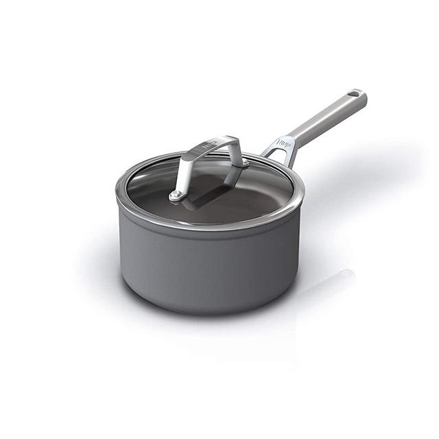 Ninja Foodi NeverStick Premium Hard-Anodized 2 1/2-Quart Saucepan with Glass Lid, slate grey, C30225