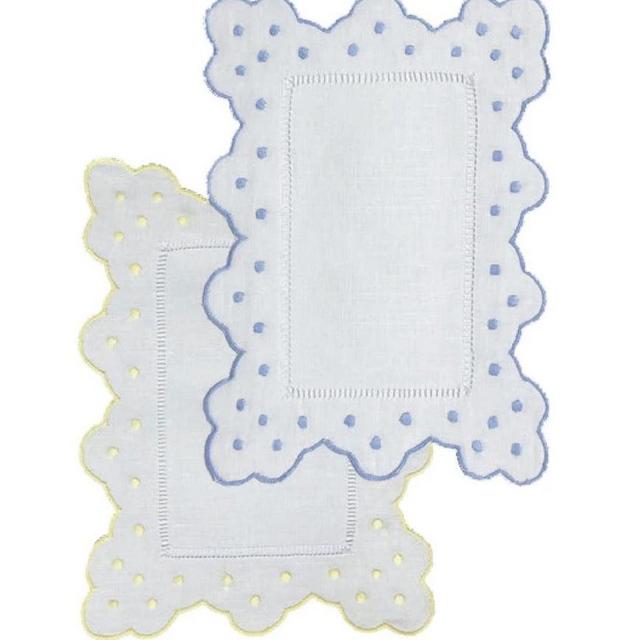 Linen Scallop Dot Cocktail Napkins