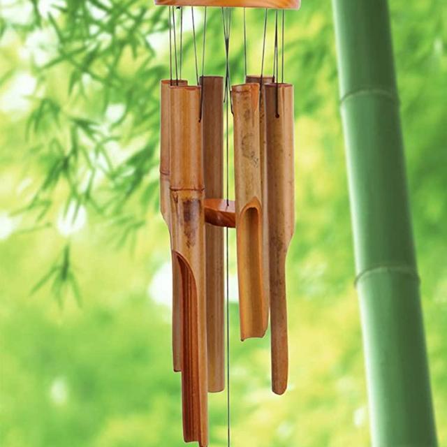 Afirst Wooden Wind Chimes Outdoor, Bamboo Wind Chimes with Amazing Deep Tone for Patio Garden Home Décor, Natural Beautiful Sound