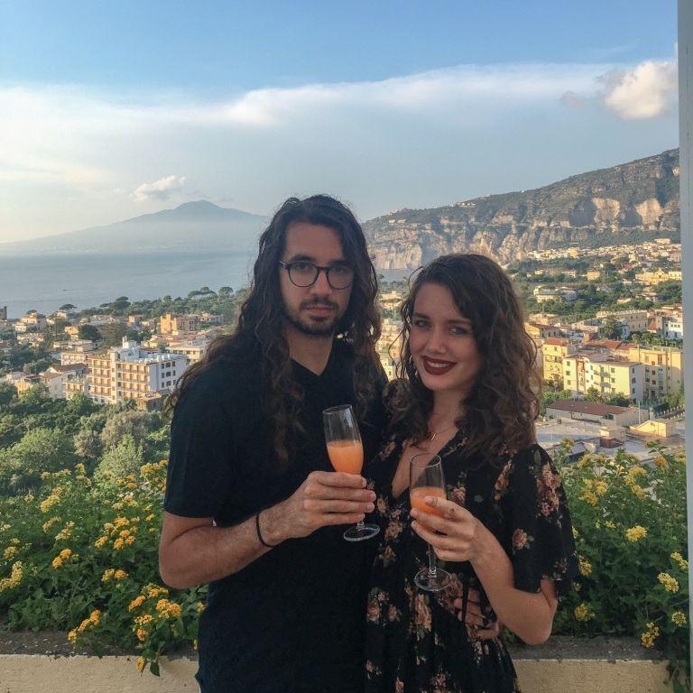 In 2018 we went on a beautiful trip to Italy with Kevin's family. This photo was taken one of our last nights in Sorento -- you can see Mount Vesuvius in the background!