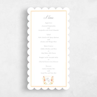 White Scalloped Wedding Menu - Pellinore