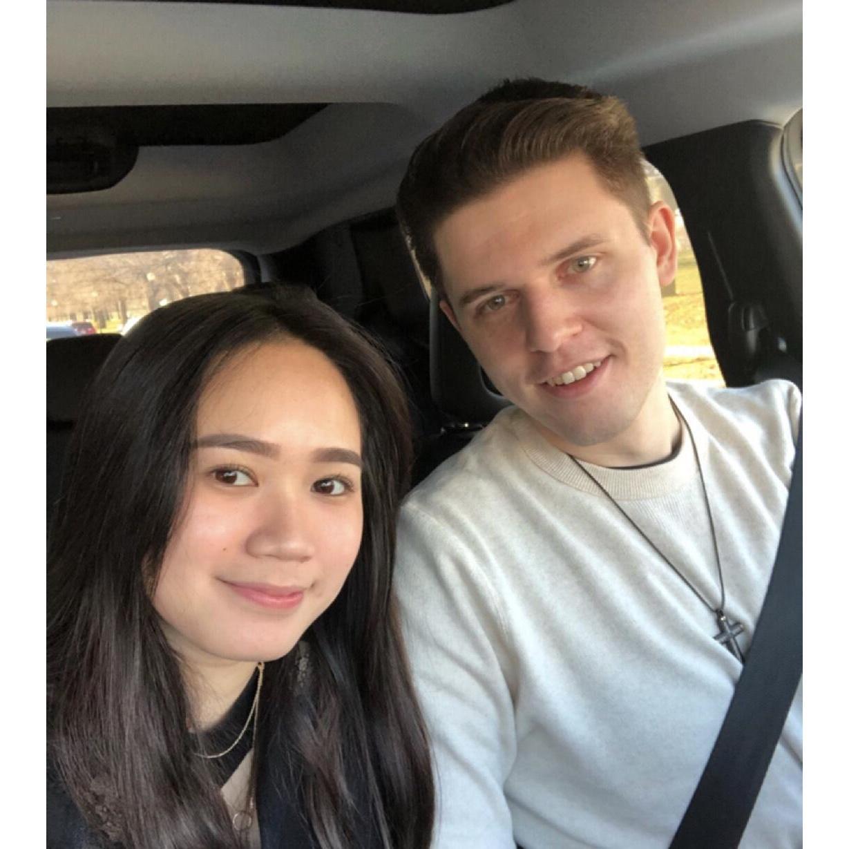 On the way to Assembly of God in Dundalk! Our first church service together. <3