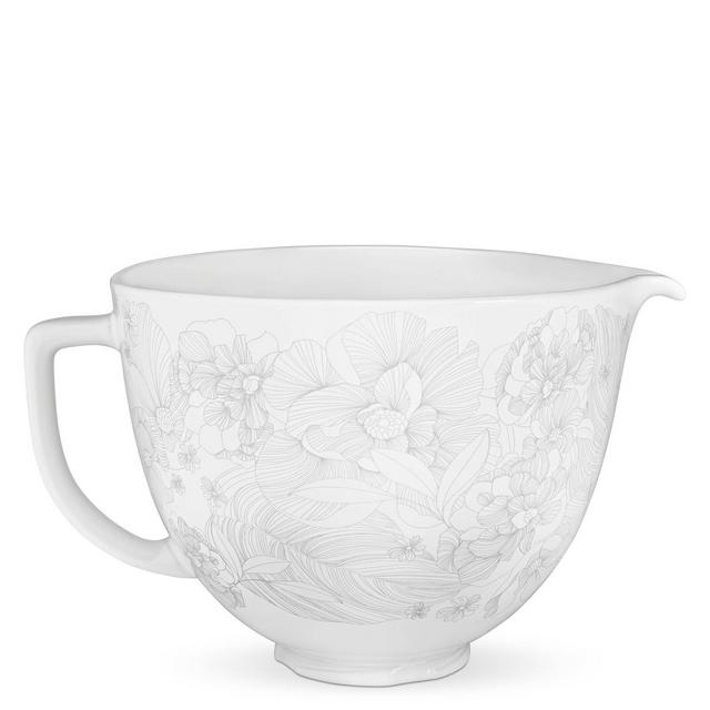 KitchenAid 5qt Whispering Floral Ceramic Bowl - White
