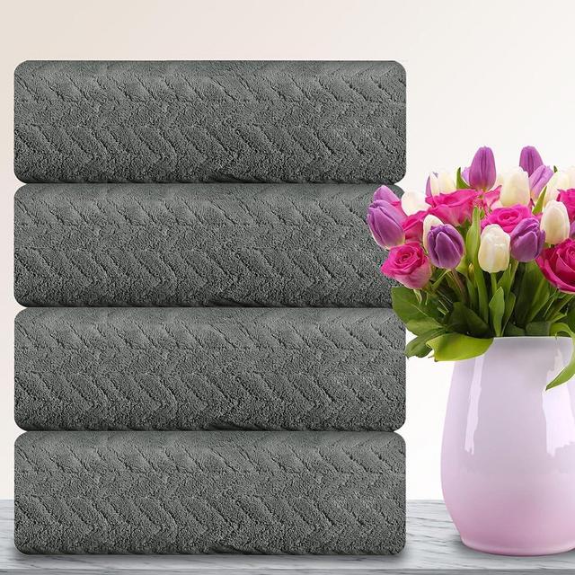 Tigona 4 Pack Bath Towel Set, 35"x 70" Highly Absorbent Quick Dry Large Bath Towels Oversized Microfiber Bath Sheets Soft Bulk Towels Extra Large for Bathroom Kitchen Spa Hotel Gym Pet(Dark Grey)