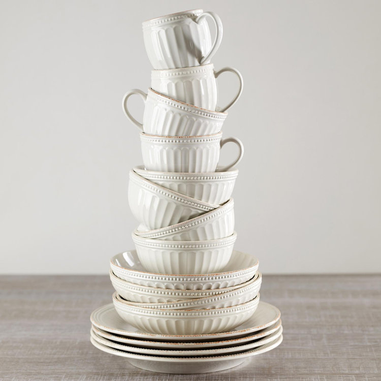 Lenox, French Perle Groove 12-Piece Dinnerware Set, Service for 4