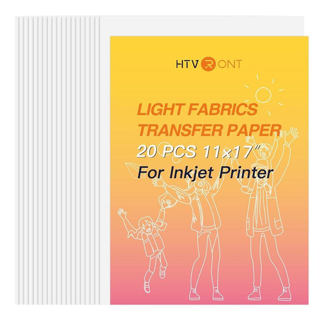 HTVRONT Iron on Transfer Paper for Light T Shirts -20 Pack 11x17" Heat Transfer Paper for Inkjet Printer, Easy to Use Printable Heat Transfer Vinyl, Vibrant Color, Durable & Soft