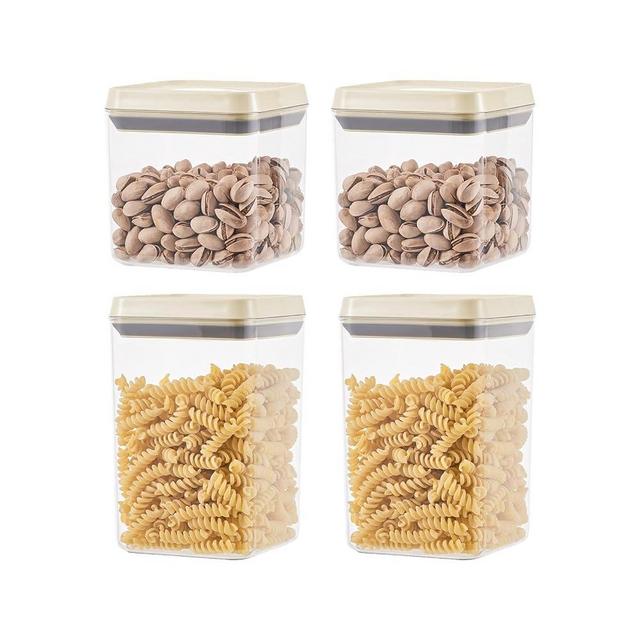 UFORU Airtight Food Storage Containers with Pop Top Lids, 4 Pcs BPA Free Plastic Dry Food Canisters for Kitchen Pantry Organization Cereal Flour and Sugar, (1.54qt+0.9qt)*2