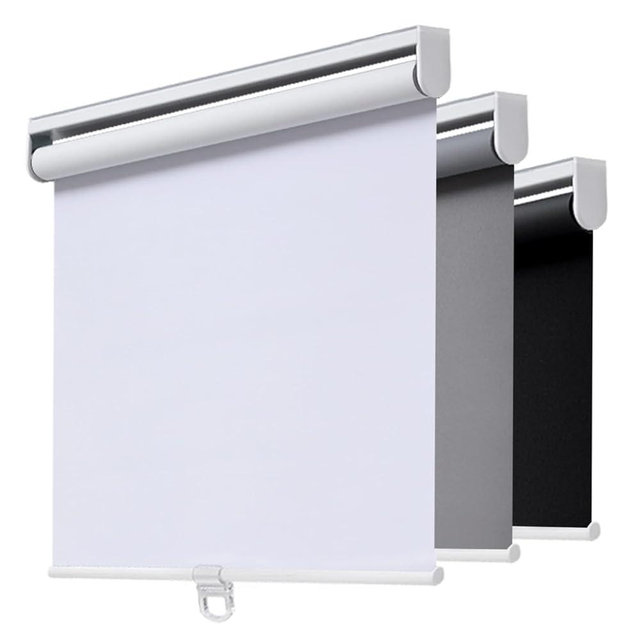 AOSKY Cordless Roller Shades Blackout Blinds for Windows Room Darkening Rolled Up Shades with Spring System, UV Protection Window Shades Door Blinds for Home and Office (40" W x 72" H, White)